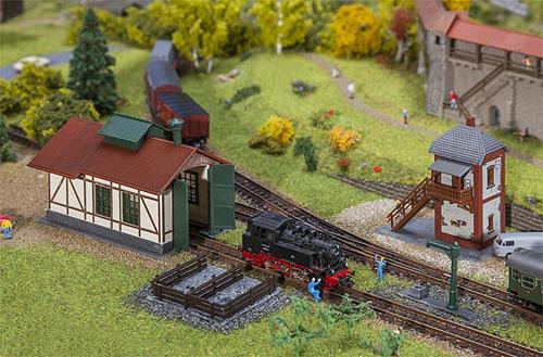 Faller Branch Line Engine Shed with Block Post Building Kit II N Gauge 222108