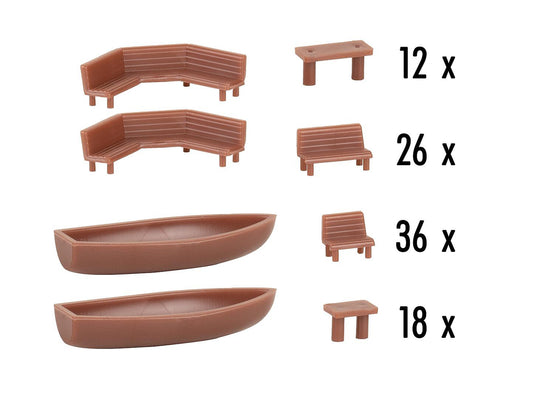 Faller 272439 Benches (64) & Tables (30) Kit N Gauge