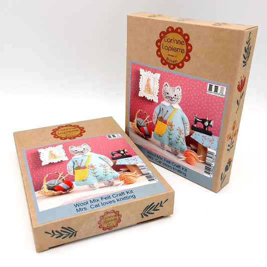 Corinne Lapierre Mrs Cat Loves Knitting Felt Craft Kit