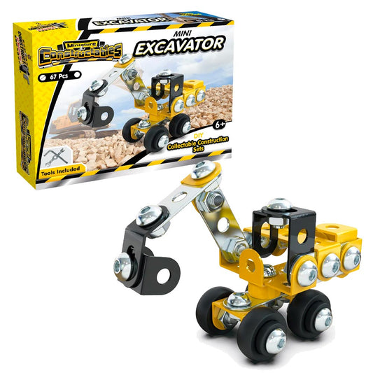 Construct It Miniature Constructables Mini Excavator STEM Toy - Age 6+ 57pcs