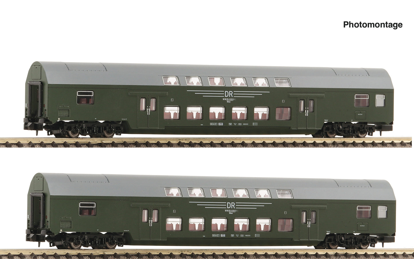 Fleischmann DR DBmue 2nd Class Bi-Level Coach Set (2) IV N Gauge FM6260042