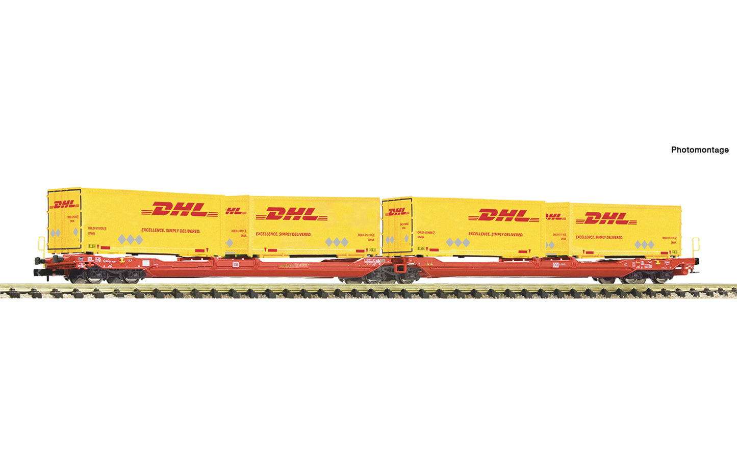 Fleischmann DBAG T3000e Dbl Pocket Wagon w/DHL Container Load VI FM6660051 N