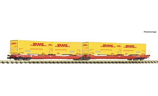 Fleischmann DBAG T3000e Dbl Pocket Wagon w/DHL Container Load VI FM6660051 N