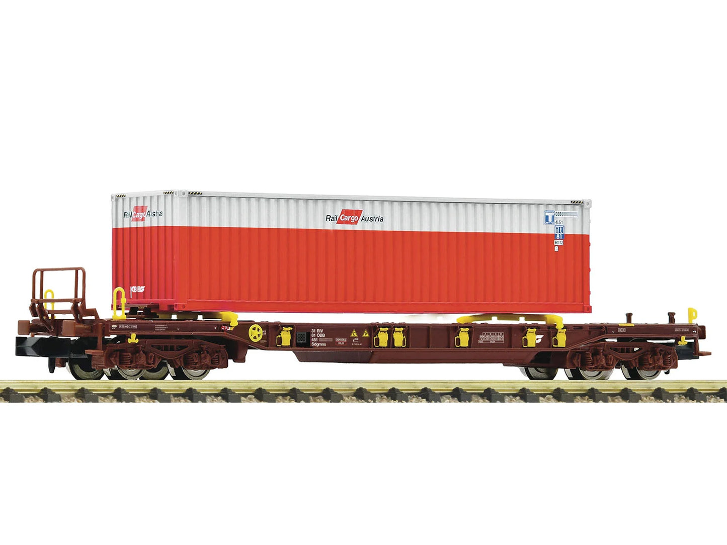 Fleischmann OBB Sdgmns T3 Pocket Wagon w/RCW Container Load V N Gauge FM6660076