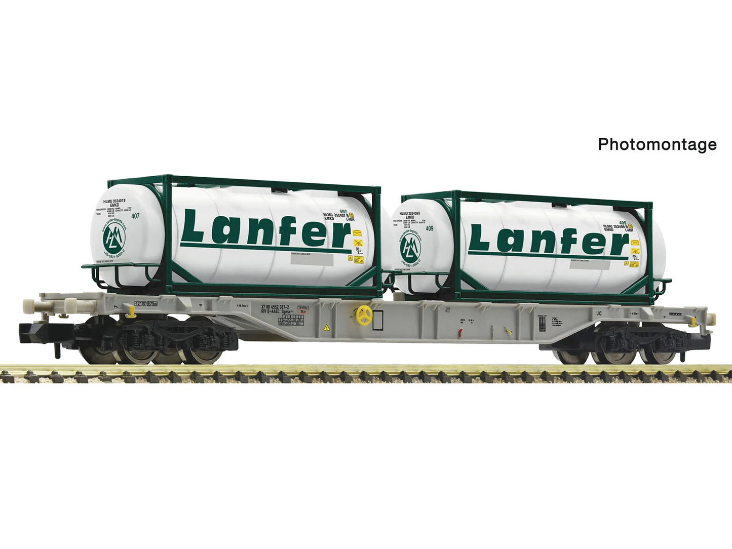 Fleischmann PO Sgnss Bogie Flat Wagon w/Lanfer Tanktainers Load VI FM6660088