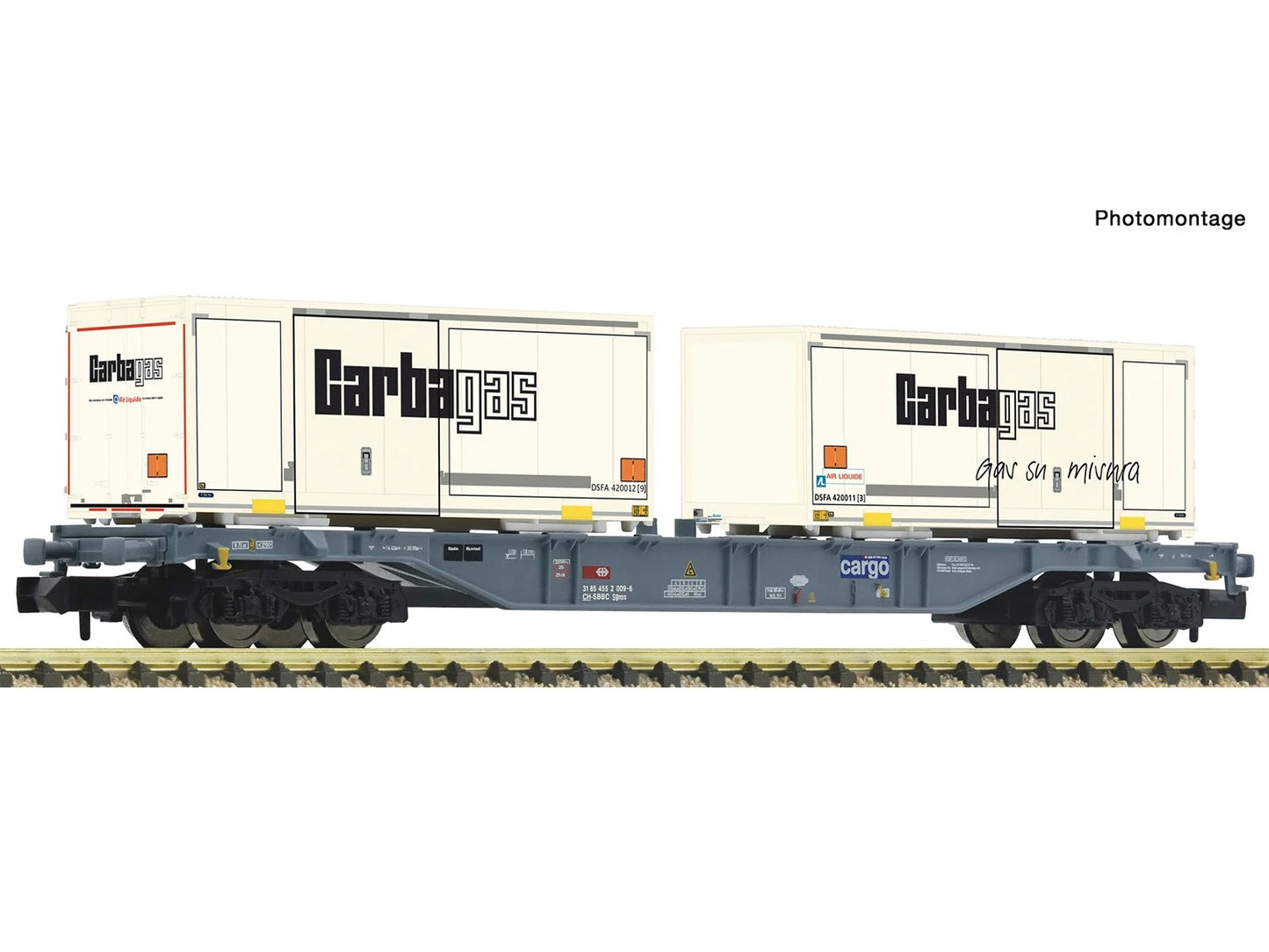 Fleischmann SBB Cargo Sgnss Bogie Flat Wagon w/Carbagas Swapbodys VI FM6660091
