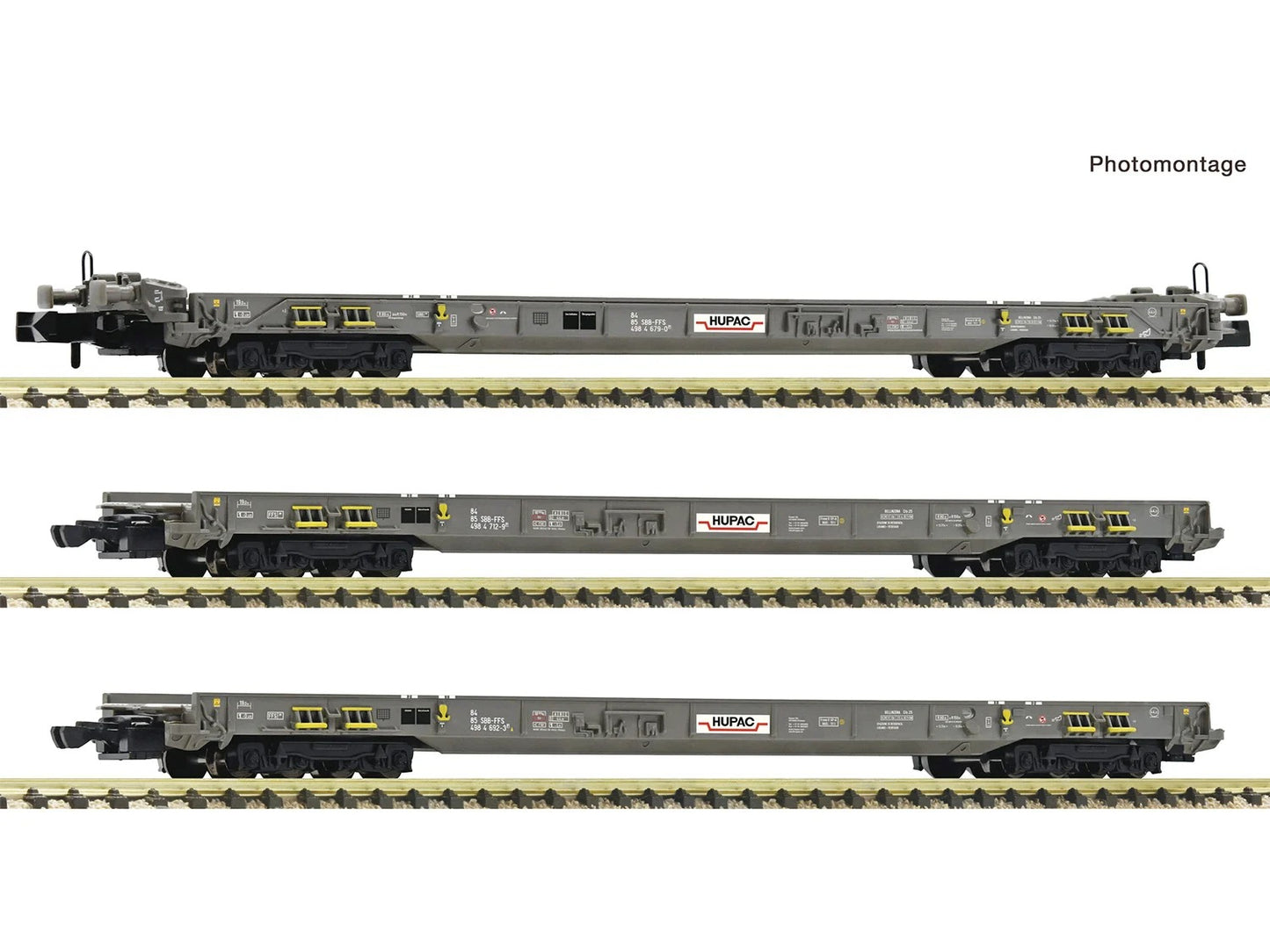 Fleischmann Hupac Rollende Autobahn Bogie Flat Wagon Set (3) V FM6660093 N Gauge