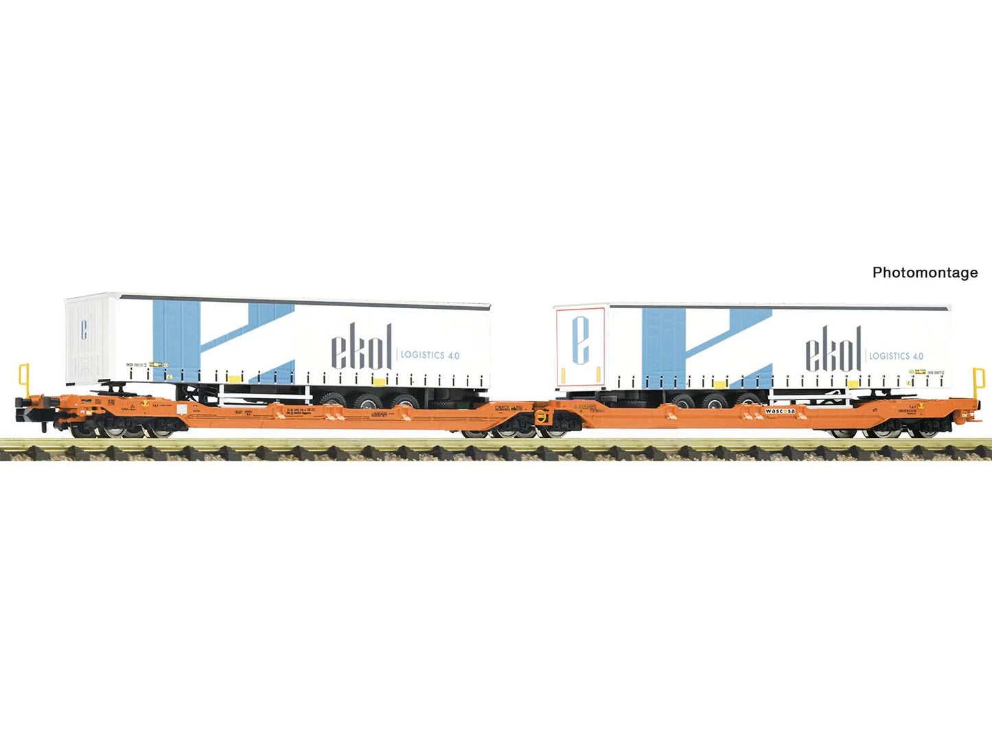 Fleischmann Wascosa T3000e Dbl Pocket Wagon w/Ekol Trailers Load VI FM6660104