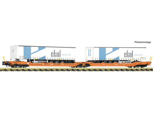 Fleischmann Wascosa T3000e Dbl Pocket Wagon w/Ekol Trailers Load VI FM6660104