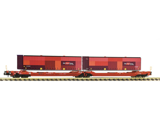 Fleischmann OBB T3000e Dbl Pocket Wagon w/RCW Swapbody Load VI N Gauge FM6660133