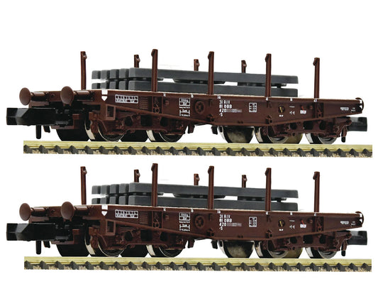 Fleischmann OBB Ssy Heavy Duty Flat Wagon Metal Load Set 2 IV N Gauge FM6660135
