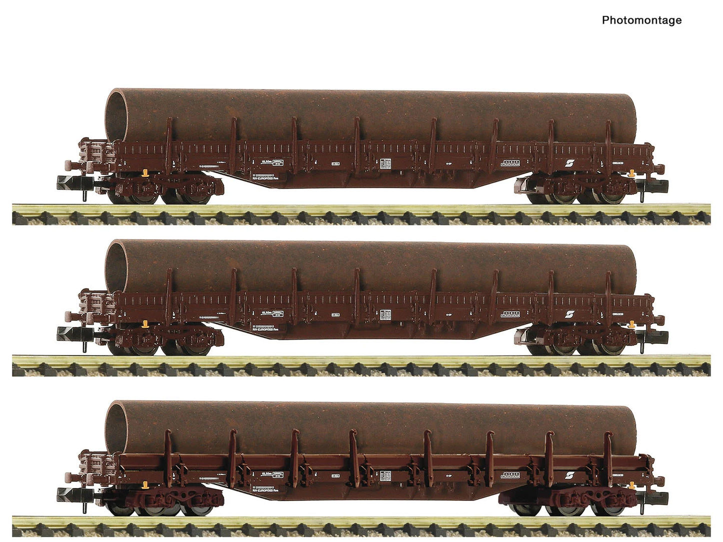 Fleischmann OBB Res Bogie Stake Wagon w/Pipe Load Set (3) IV N Gauge FM6660142
