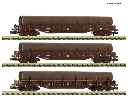 Fleischmann OBB Res Bogie Stake Wagon w/Pipe Load Set (3) IV N Gauge FM6660142