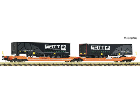 Fleischmann Wascosa T3000e Dbl Pocket Wagon w/GATT Trailers Load VI FM6660165