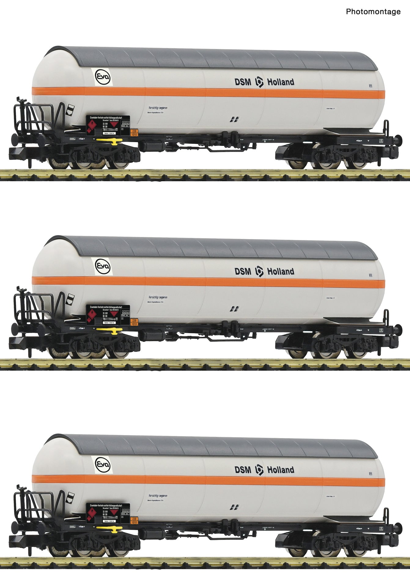 Fleischmann DB Zaga Bogie Gas Tank Wagon Set (3) V N Gauge FM849119