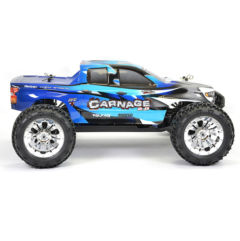 FTX Carnage 2.0 1/10 Brushed Truck 4WD RTR BLUE RC Car Batt Chgr 2.4ghz Radio