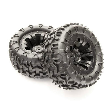 FTX Carnage Mounted Wheels & Tyres Black Complete Pair 1/10 FTX6310B