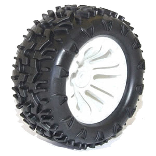 FTX Carnage Mounted wheels/tyres complete pair - white - RC Spare