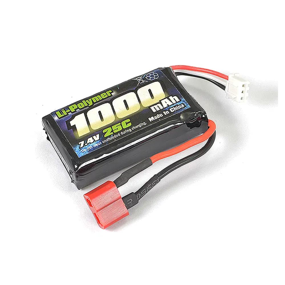 2PCS 7.4V 1000mAh Li-ion RC Battery With Charger | T Plug For YC100, HM161, HBX X03 RC Cars & Trucks