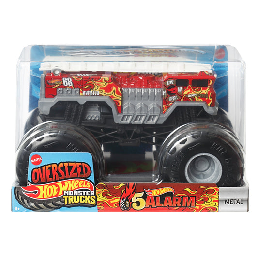 Hot Wheels Oversized Monster Truck - 5 Alarm Fire Truck - 1:24 Diecast JCC95