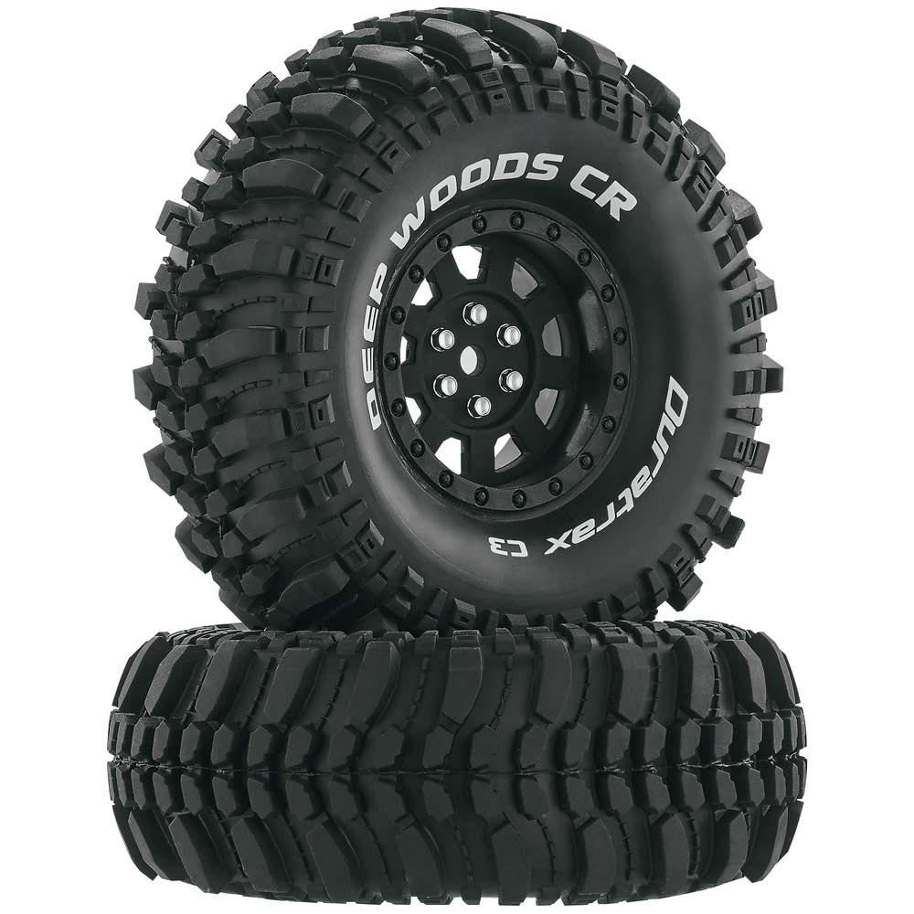 Duratrax Deep Woods CR C3 Mounted 1.9 Crawler Wheels - Black PAIR - DTXC4026