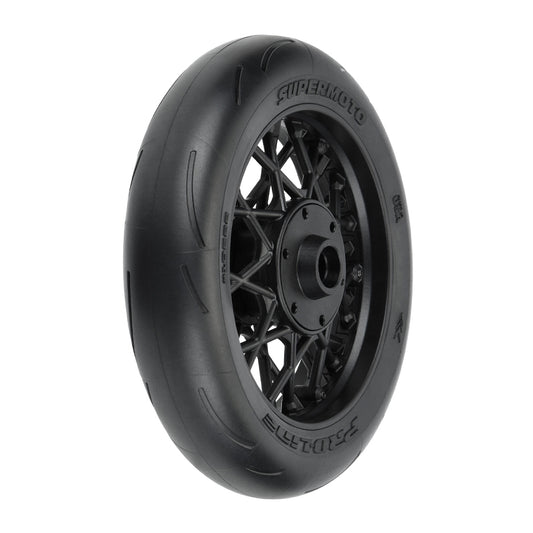 Pro-Line Supermoto S3 Motorcycle Front Wheel/Tyre MTD Black 1:4 Losi Promoto-MX