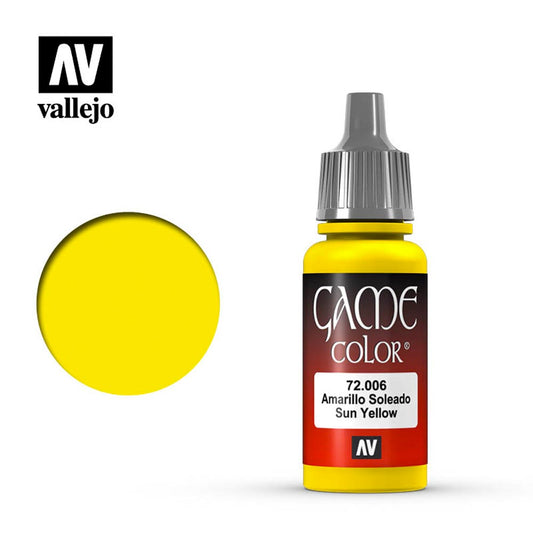 Vallejo Game Colour Sun Yellow Acrylic Paint 18ml Dropper Bottle 72006