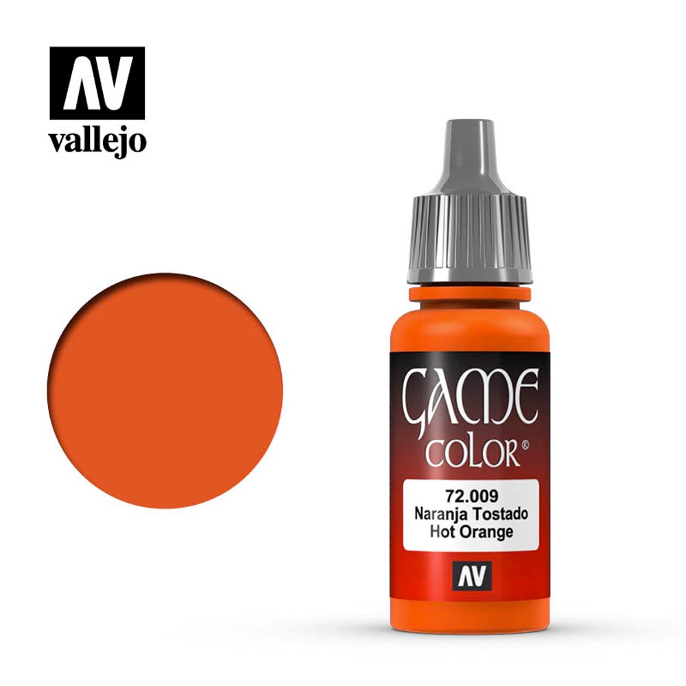 Vallejo Game Colour Hot Orange Acrylic Paint 18ml Dropper Bottle 72009