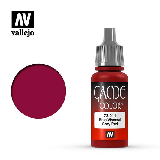 Vallejo Game Colour Gory Red Acrylic Paint 18ml Dropper Bottle 72011