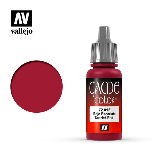 Vallejo Game Colour Scarlett Red Acrylic Paint 18ml Dropper Bottle 72012