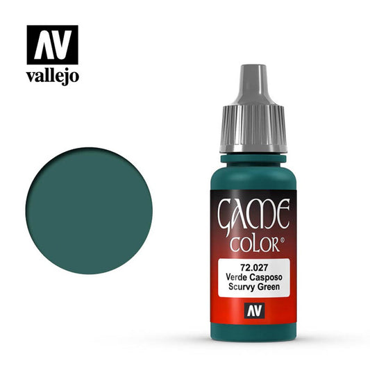 Vallejo Game Colour Scurvy Green Acrylic Paint 18ml Dropper Bottle 72027