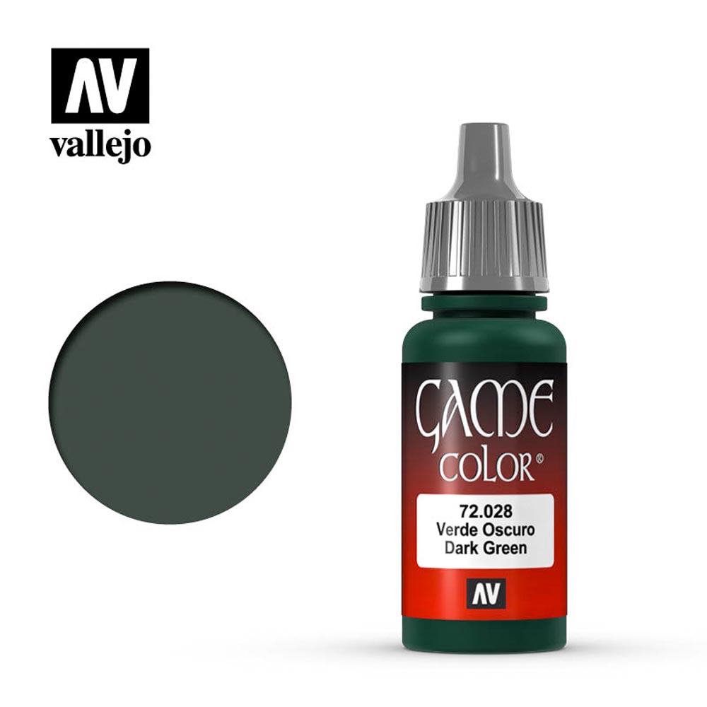 Vallejo Game Colour Dark Green Acrylic Paint 18ml Dropper Bottle 72028