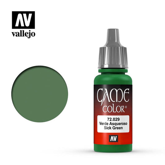 Vallejo Game Colour Sick Green Acrylic Paint 18ml Dropper Bottle 72029