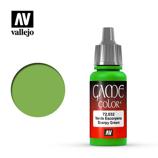Vallejo Game Colour Scorpy Green Acrylic Paint 18ml Dropper Bottle 72032
