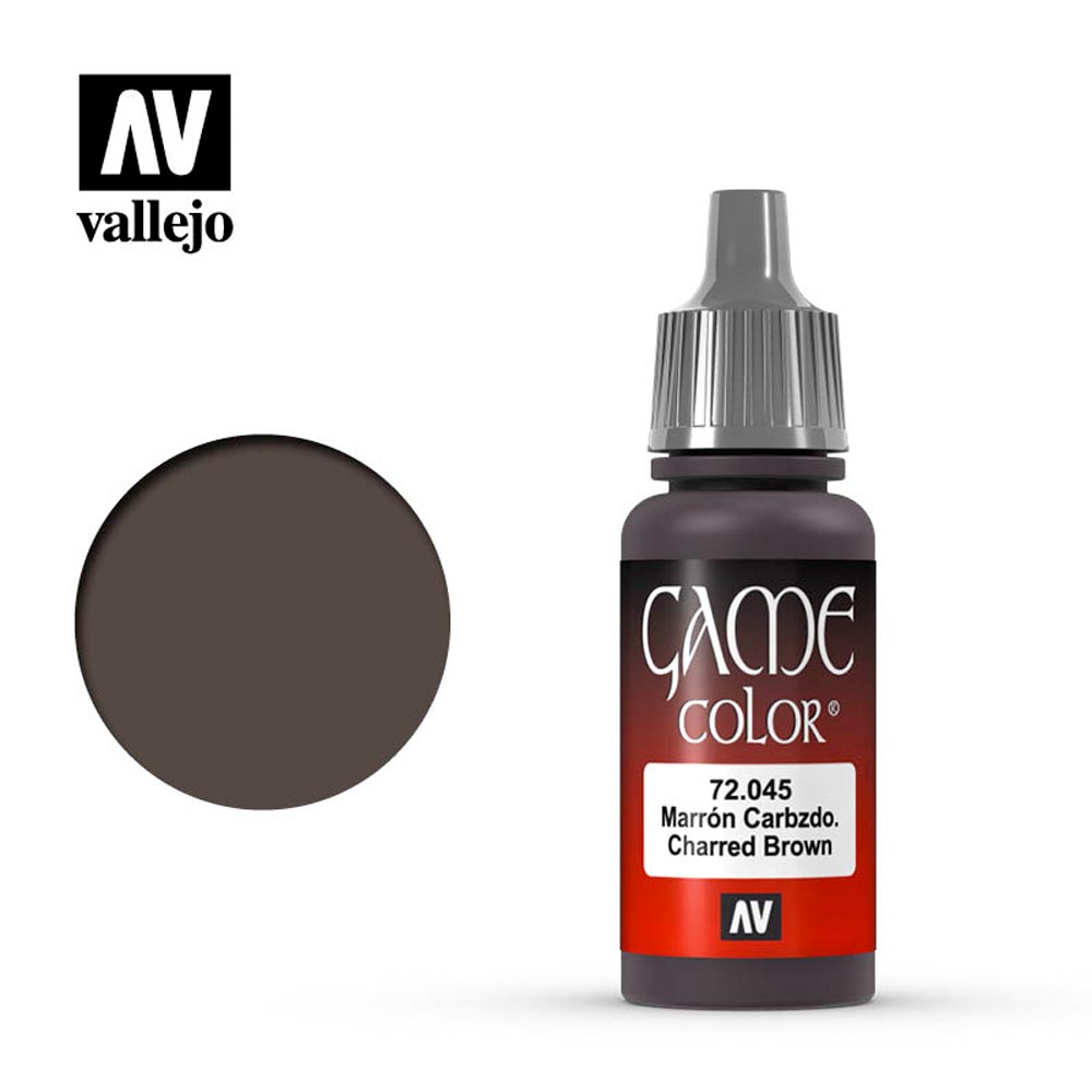 Vallejo Game Colour Charred Brown Acrylic Paint 18ml Dropper Bottle 72045