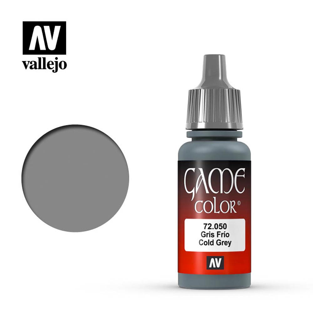 Vallejo Game Colour Cold Grey Acrylic Paint 18ml Dropper Bottle 72050