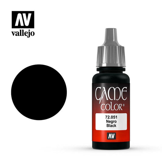 Vallejo Game Colour Black Acrylic Paint 18ml Dropper Bottle 72051