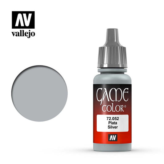 Vallejo Game Colour Silver Acrylic Paint 18ml Dropper Bottle 72052