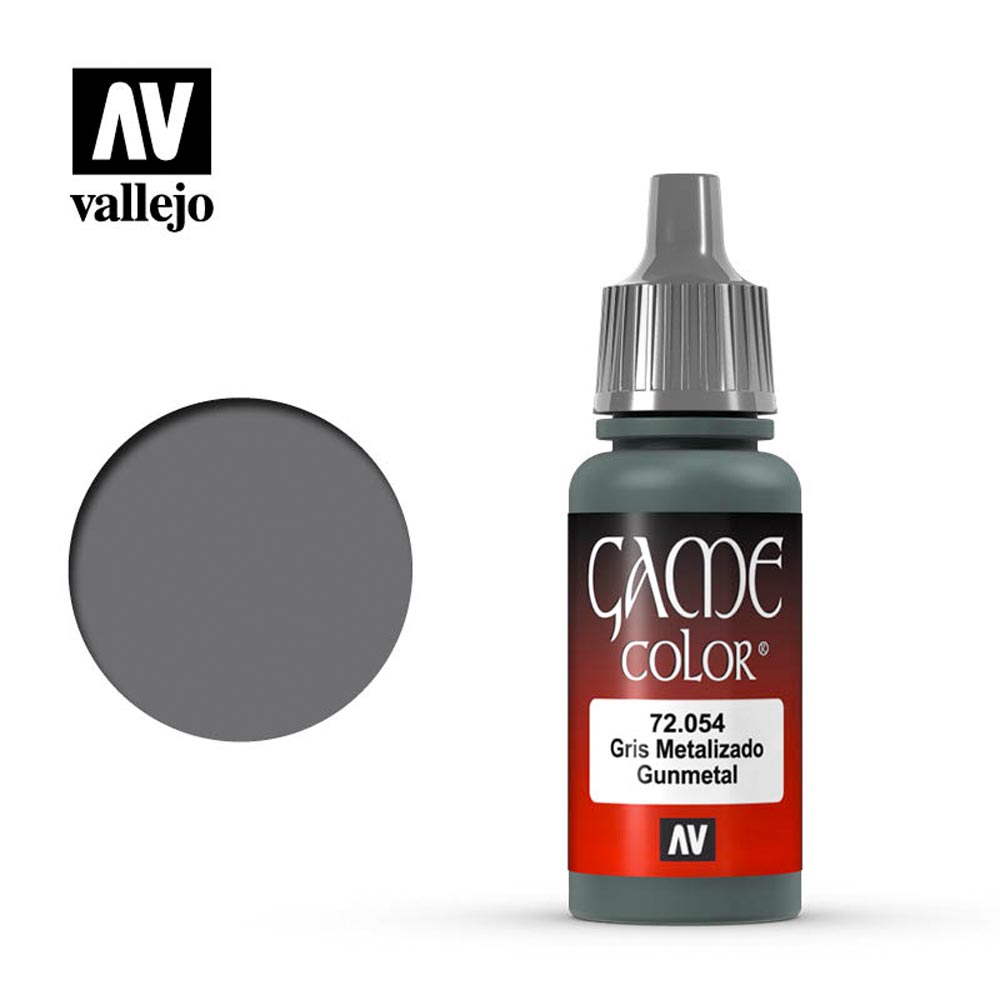 Vallejo Game Colour Gunmetal Acrylic Paint 18ml Dropper Bottle 72054