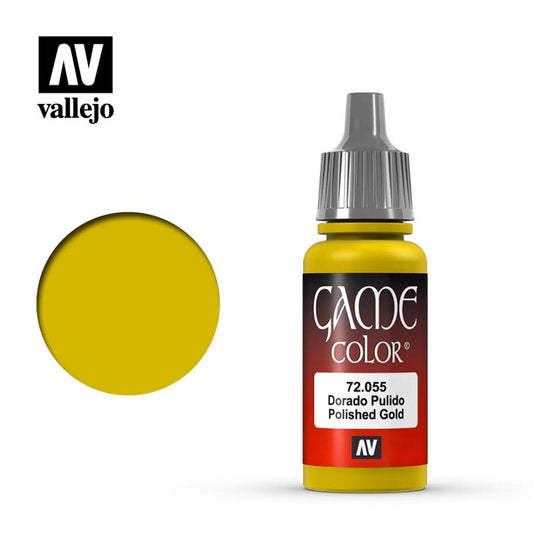 Vallejo Game Colour Polished Gold Acrylic Paint 18ml Dropper Bottle 72055