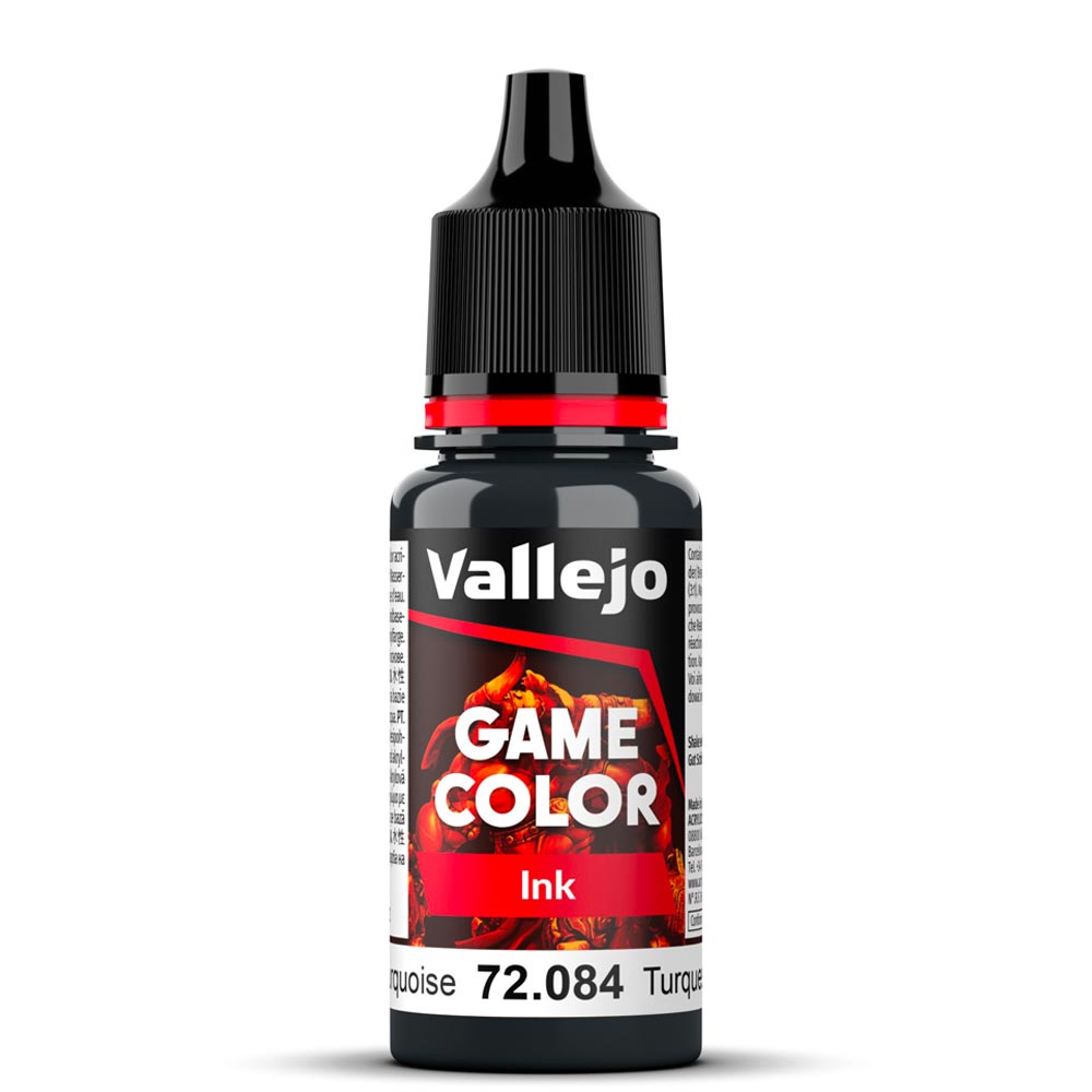 Vallejo Game Colour Dark Turquoise Ink Paint 18ml Dropper Bottle 72084
