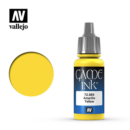 Vallejo Game Ink Paint Inky Yellow Amarillo Yellow Acrylic Paint 18ml Dropper Bottle 72085