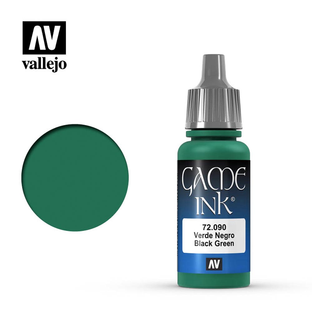 Vallejo Game Ink Inky Black Green Acrylic Paint 18ml Dropper Bottle 72090