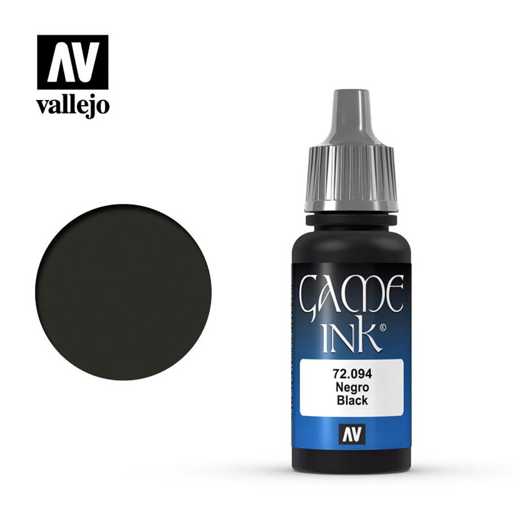 Vallejo Game Ink Inky Black Acrylic Paint 18ml Dropper Bottle 72094
