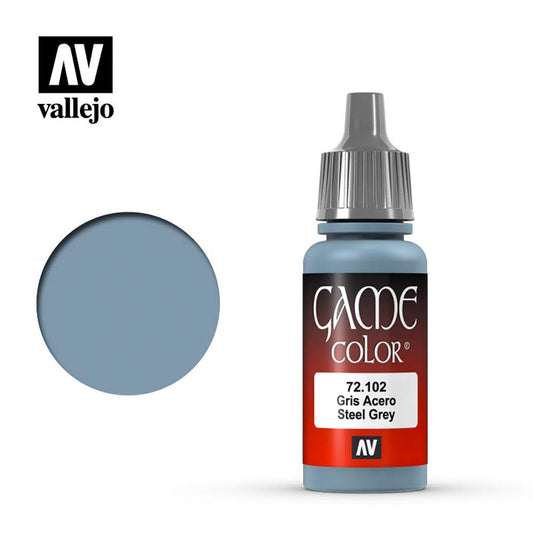 Vallejo Game Colour Steel Grey Acrylic Paint 18ml Dropper Bottle 72102