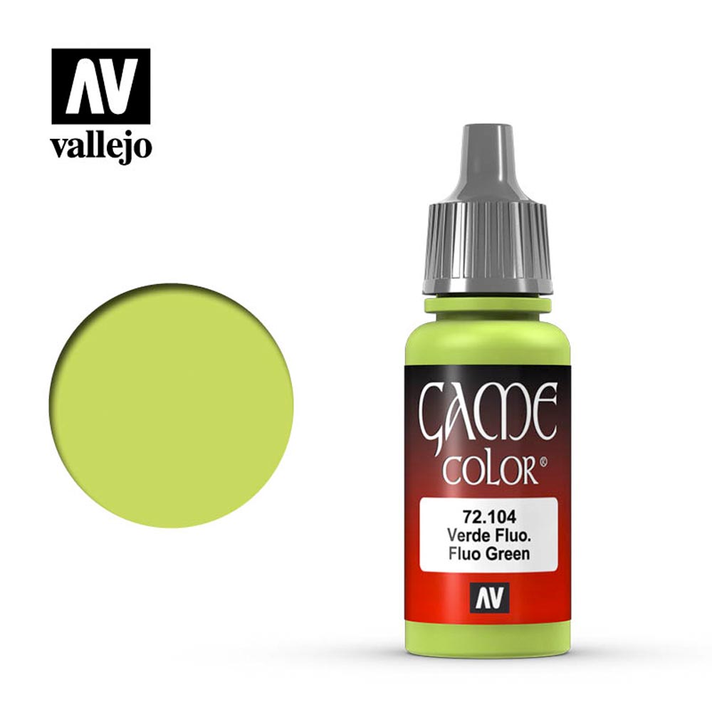 Vallejo Game Colour Fluo Green Acrylic Paint 18ml Dropper Bottle 72104