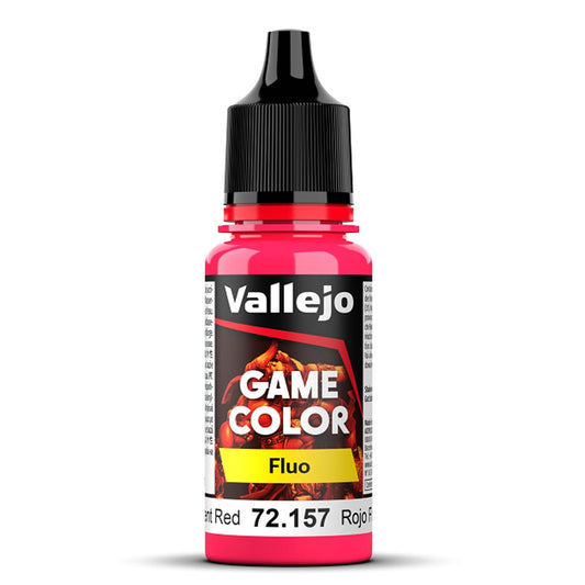 Vallejo Game Colour Fluorescent Red Paint 18ml Dropper Bottle 72157