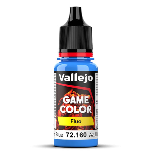 Vallejo Game Colour Fluorescent Blue Paint 18ml Dropper Bottle 72160