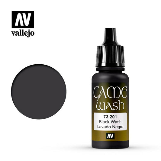 Vallejo Game Wash Black Acrylic Paint 18ml Dropper Bottle 73201