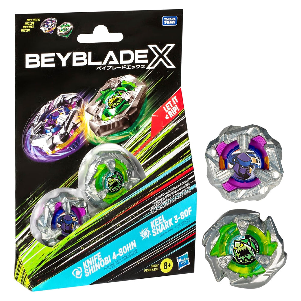 Beyblade X Knife Shinobi 4-80HN X Keel Shark 3-80F Tops G0190